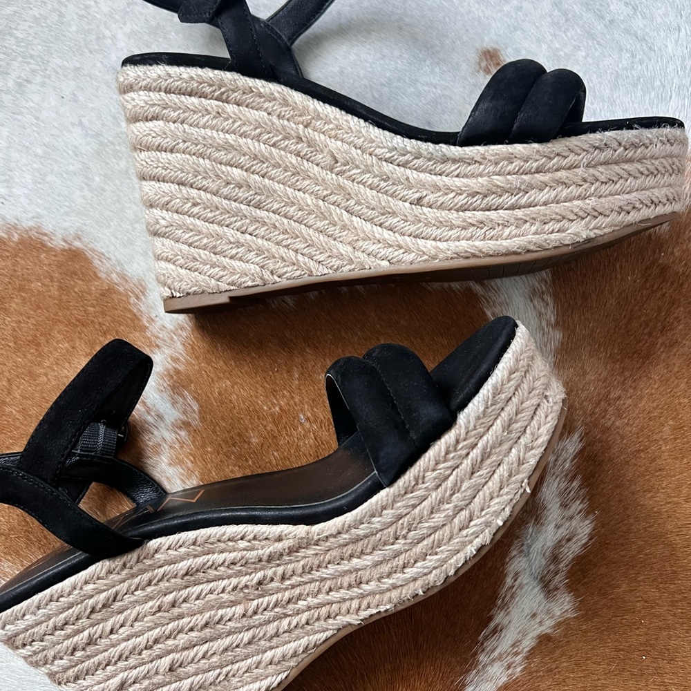 Deltan Everly (Black) Espadrille Wedge Sandals - 7.5 Like New